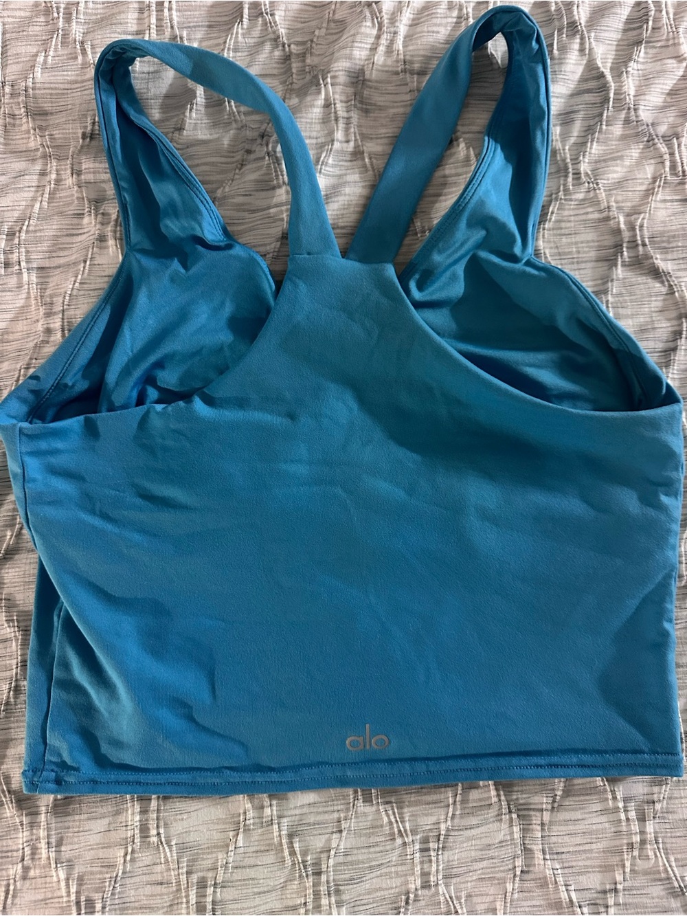 ALO Yoga Teal Blue Racerback Sports Bra Crop Top